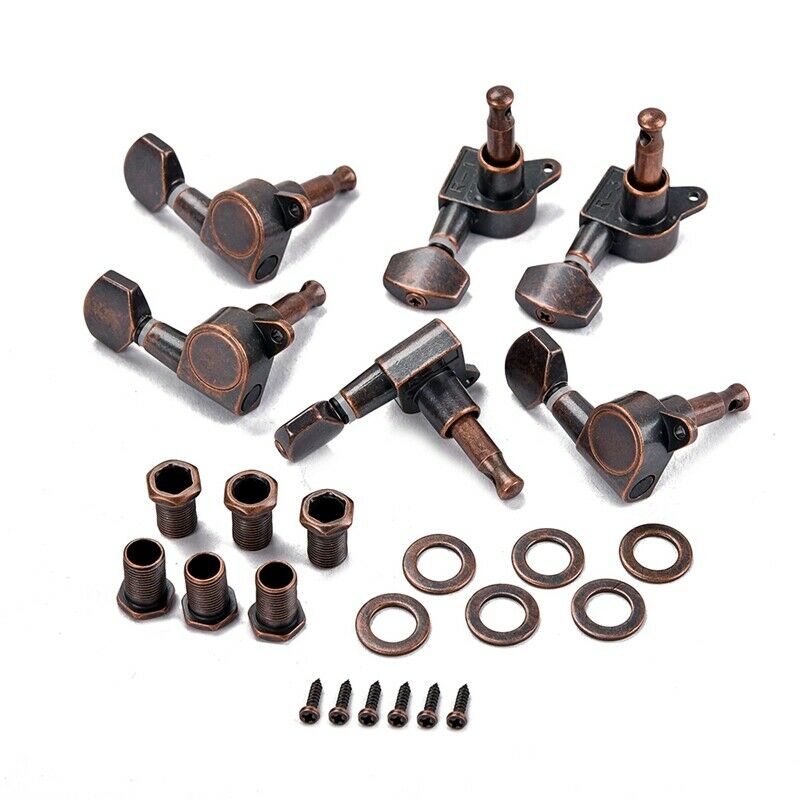 6R Small Square Head Tuning Pegs Tuners Machine Head with Buttons Keys Set