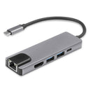 5 in 1 Type C Docking HUB Converter HDMI 2 USB 3.0 Gigabit LAN RJ45 Adapter