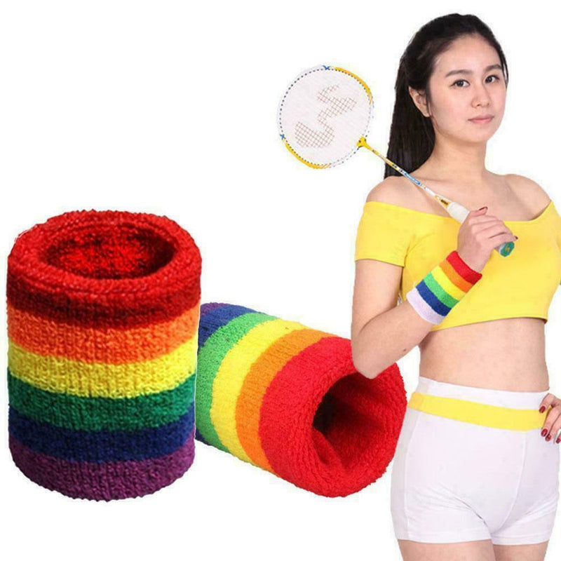 Breathable Warm Bracers Rainbow Wrap Hand Badminton Wristband Unisex K5Y9