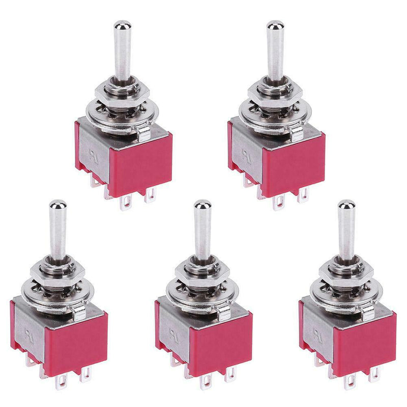 5pcs Mini 3 Positions 6Pin Toggle Switch MTS-223 Dual Reset Power Switch A