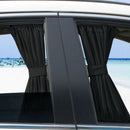 2pcs Universal Black Cloth Interlock Car Window Curtain Sunshade Visor UV Block
