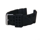 Black Silicone Rubber Watch Bracelet Band Curved Stainless Steel Clasp Wate