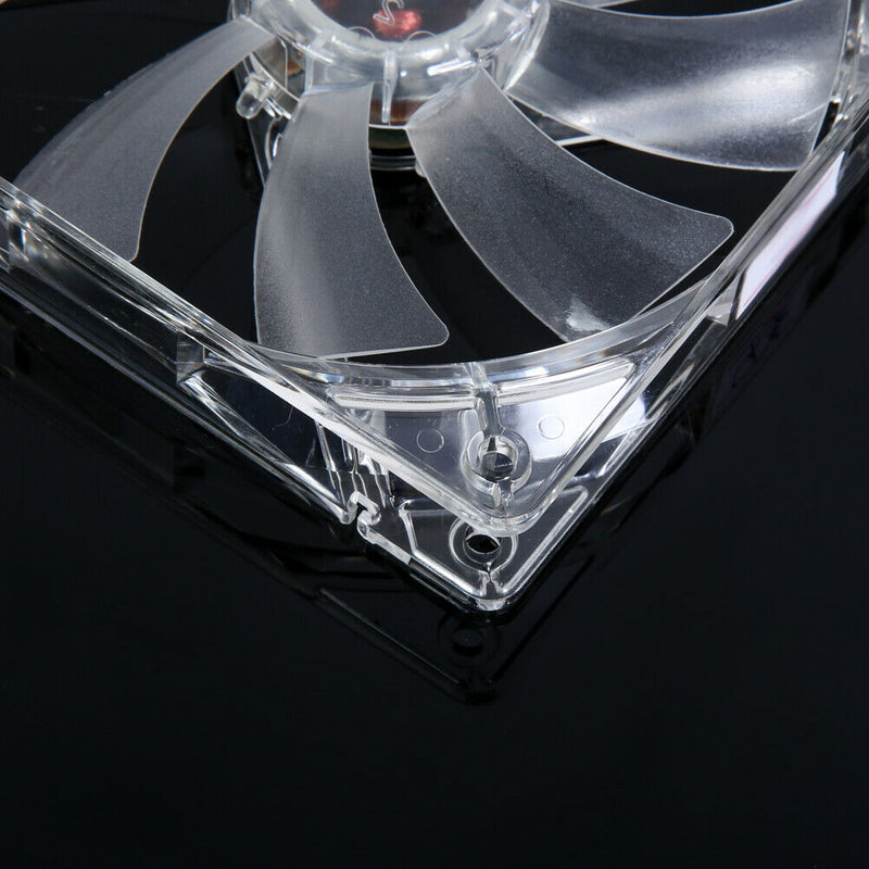 LED Light CPU Cooling Fan Computer PC Clear Case Quad 12CM Heatsink Blue