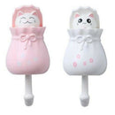 Coat Hooks Adhesive Peeking Cat Wall Mounted ABS Robe Towel Hook 2 Pack for
