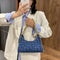 Casual Printed Women Handbag Totes PU Chain Underarm Shoulder Bags (Blue) A