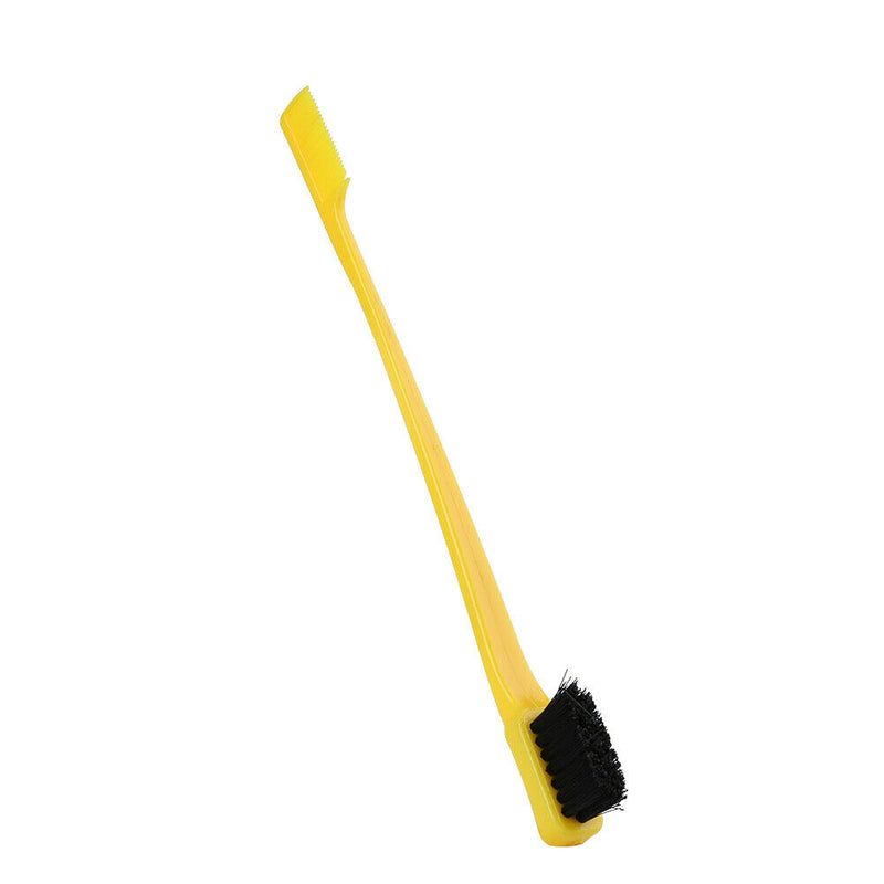 Beauty Double-sided Edge Control Hair Comb Eyebrow Brush Combs (Yellow) A