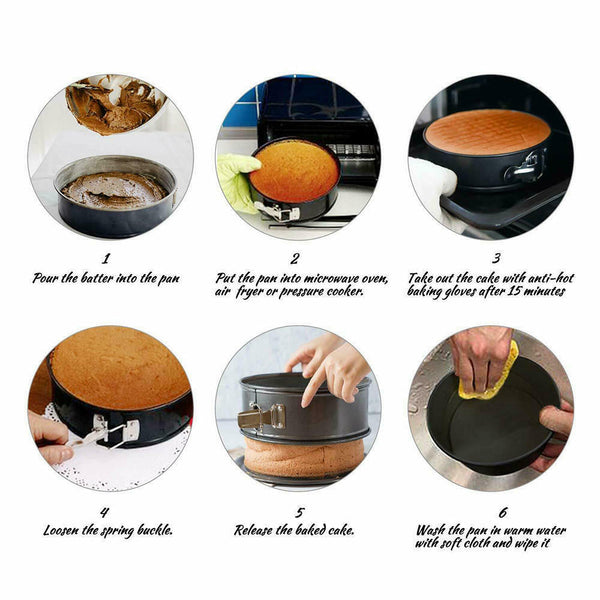 3PCS 12/18/24cm Round Cake Tin Non-stick Spring Form Loose Base Baking Pan Tray