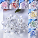 Crystal Lotus Flower Buddhist Ornament Feng Shui Art Glass Paperweight Clear