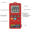 Handheld Digital Voltmeter Ohmmeter Multimeter AC DC Volt Tester Meter Red