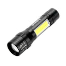 Skywolfeye Zoomable T6+COB LED Flashlight USB Rechargeable 4 Modes Torch
