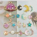 20PCS Enamel Plated Mixed Moon Star Planet Pendant Charms for Bracelet Necklace