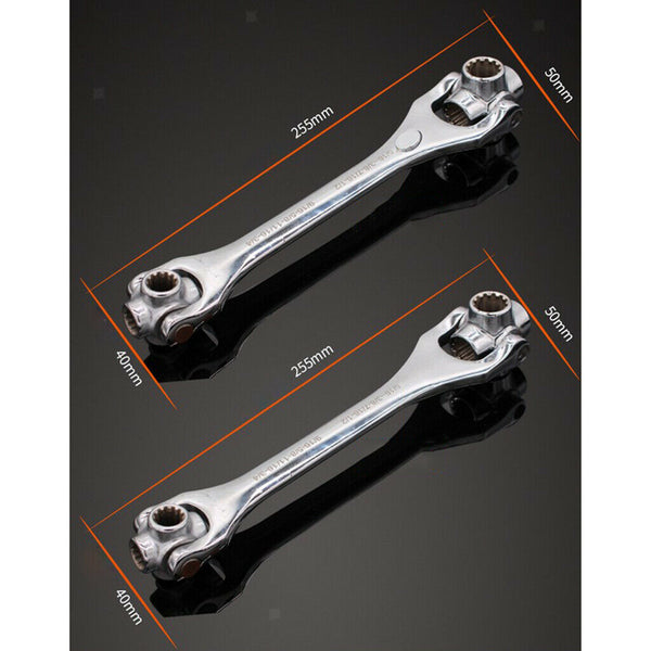 Metal Universal Multi-function Rotary Socket Wrench 8-in-1 Supplies 255x50mm