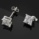 1Pair Fashion Women Men Ear Stud Earrings Solid Diamond Crystal Square Gifts