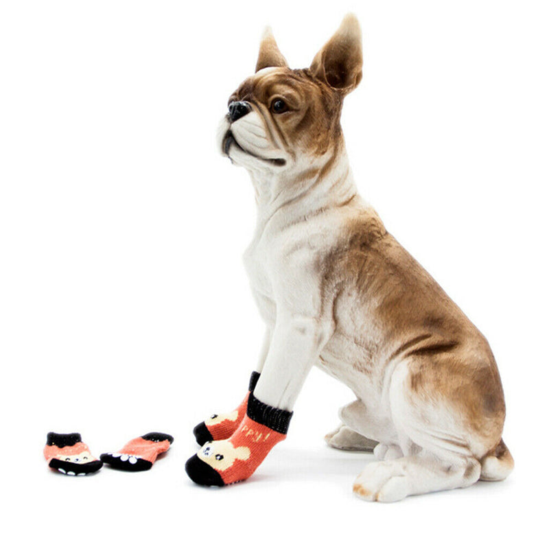 2 Pairs Cotton Anti-Slip Dog Socks, Pet Paw Protection for Indoor Wear - Knitted