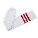 Men Women Over Knee Stripe Tube Socks Long Rugby Running-Sport White&Red 1 Pair