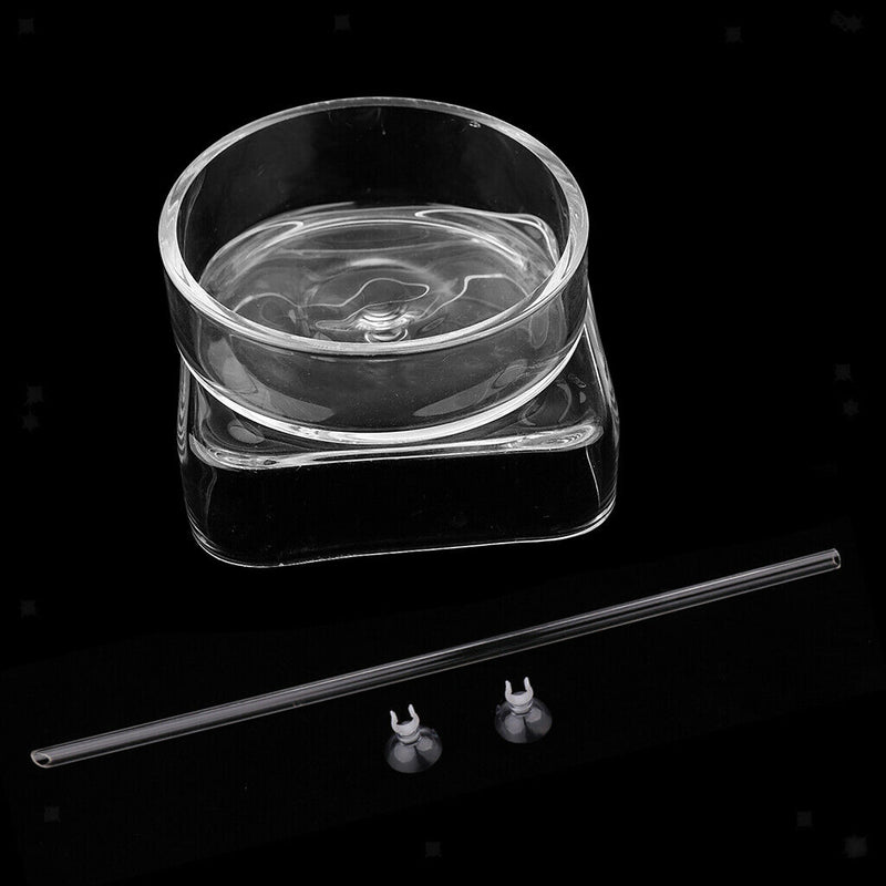 2Pcs Aquarium Fish Tank Glass Shrimp Food Dish with Acrylic Feeding Tube 40cm