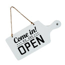 Open Closed Sign Welcome Wood Hanging Plaque for Door Window Bar Cafe White