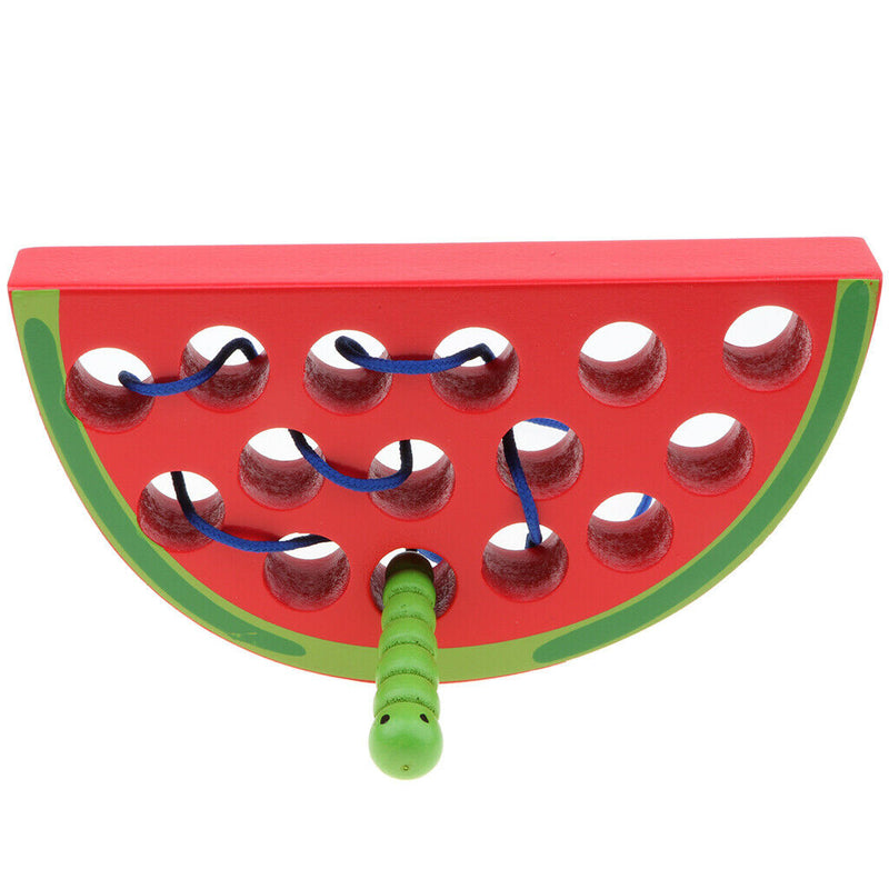Montessori Wooden Toys Toddlers Travel Lacing Games - Watermelon Fruit , Kids