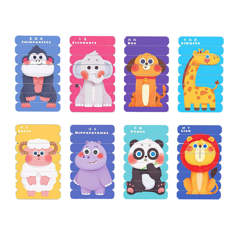 Wooden Jigsaw Puzzle Sorting Stacking Toys Animal Puzzle Preschool Educational