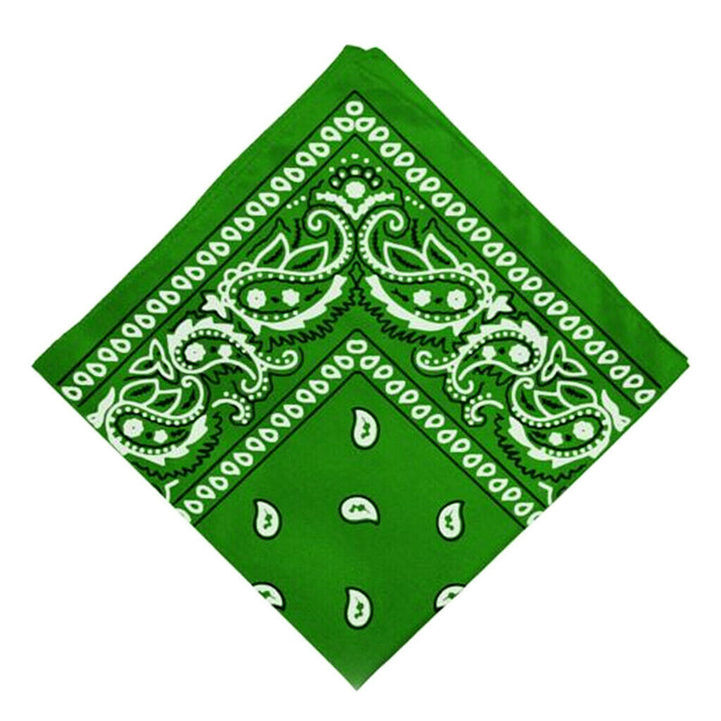 Women Men Novelty Paisley Print Cowboy Bandana Head Wrap Kerchief Green