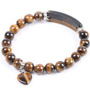 Love Pendant Natural Yellow Tiger Eye Bead String Bracelet 8Mm Semi-Preciou