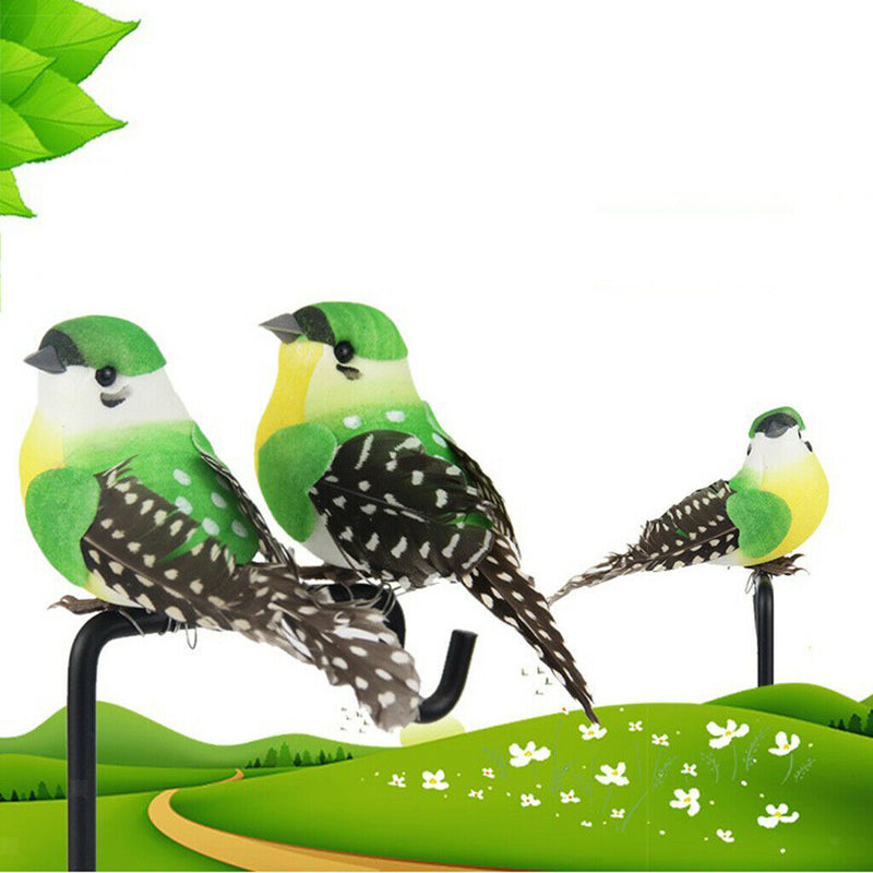 12 Pieces Feather And Foam Birds Home Artificial
