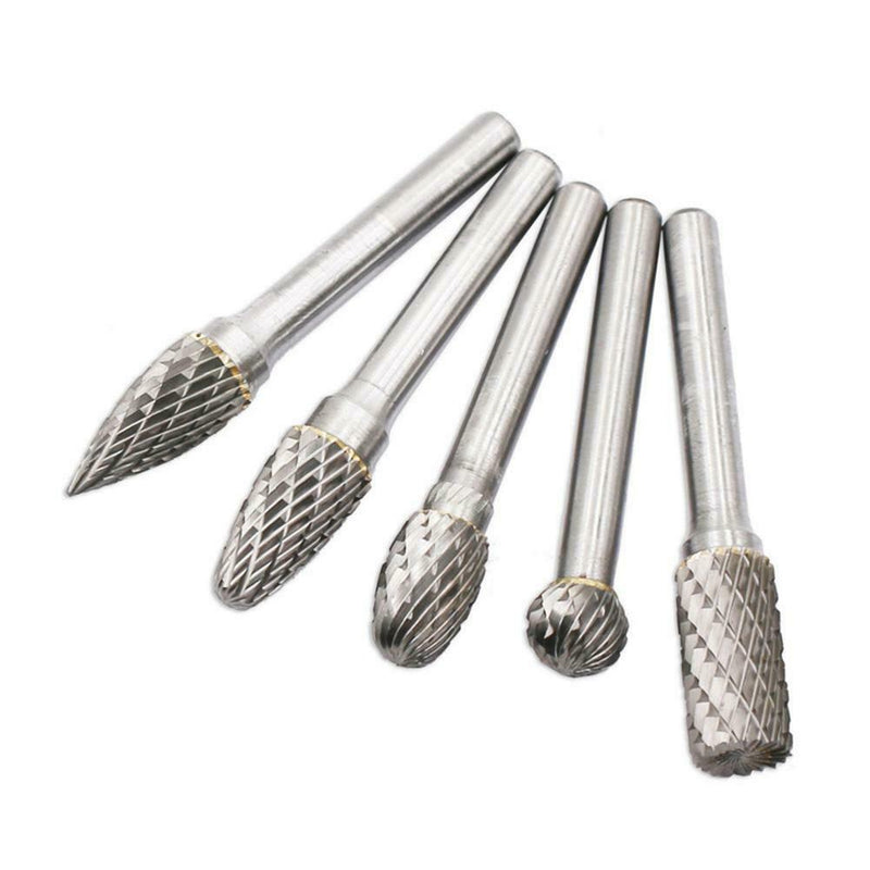 5pcs/set Tungsten Carbide Rotary File Burr Rasp Drill Grinding Wood Grinder