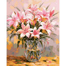 Painting By Numbers Kit DIY Lily Flower Hand Painted Canvas Oil Art Picture