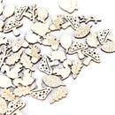 100X Mixed Wooden Craft Squirrel Leaves Mushroom Ornament Art Decoration Slic OZ