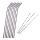 8 Pcs Stainless Steel Metal Drinking Straw Reusable Straws + 3 Cleaner Brush Kit