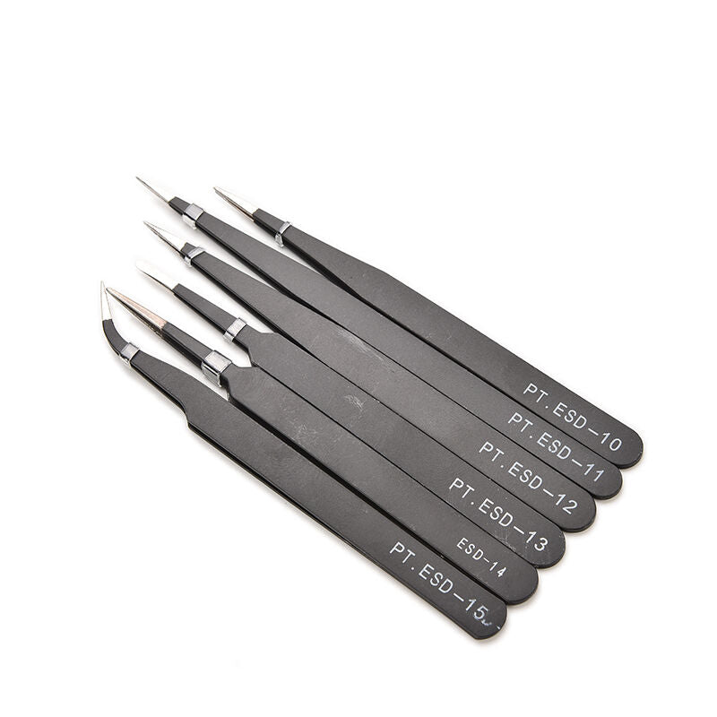 6 pcs All Purpose Precision Tweezer Set Stainless Steel Anti Static Tool Kit 3C