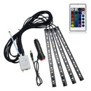 1Pc Car Interior 5050 SMD 12LEDs x4 Soft RGB LED Strip Lights 12V RF Controller