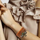 3pcs Retro DIY Weave Beads Rope Bracelet Ethnic Cowhide Bangle Jewelry Gift