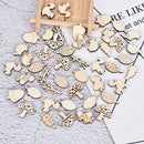 100X Mixed Wooden Craft Squirrel Leaves Mushroom Ornament Art Decoration Slic OZ