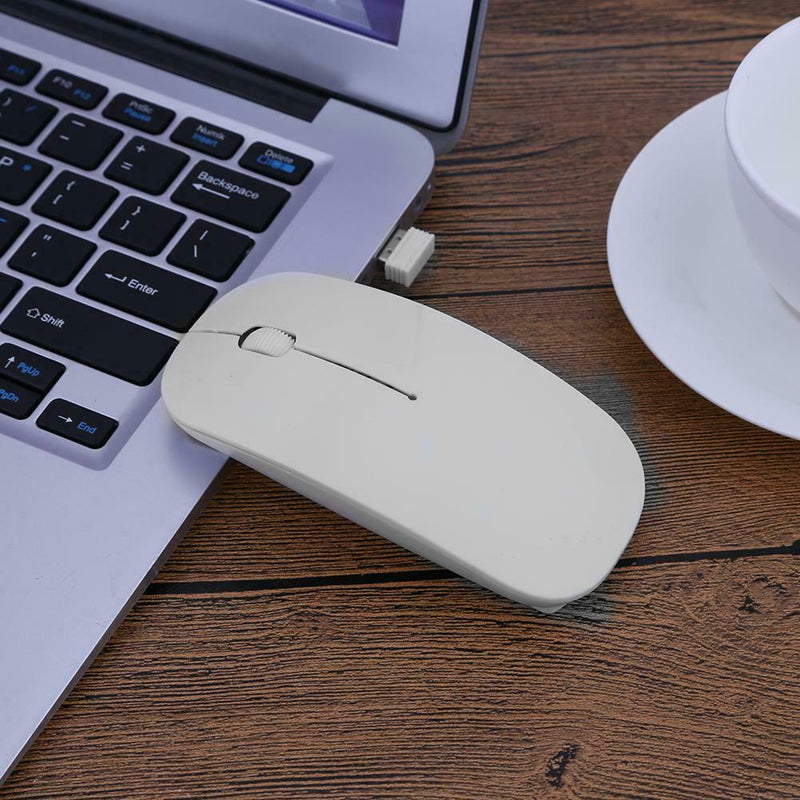 2.4GHz 1,000DPI Ultra-thin 3-Button Wireless Photoelectric Mouse (White)