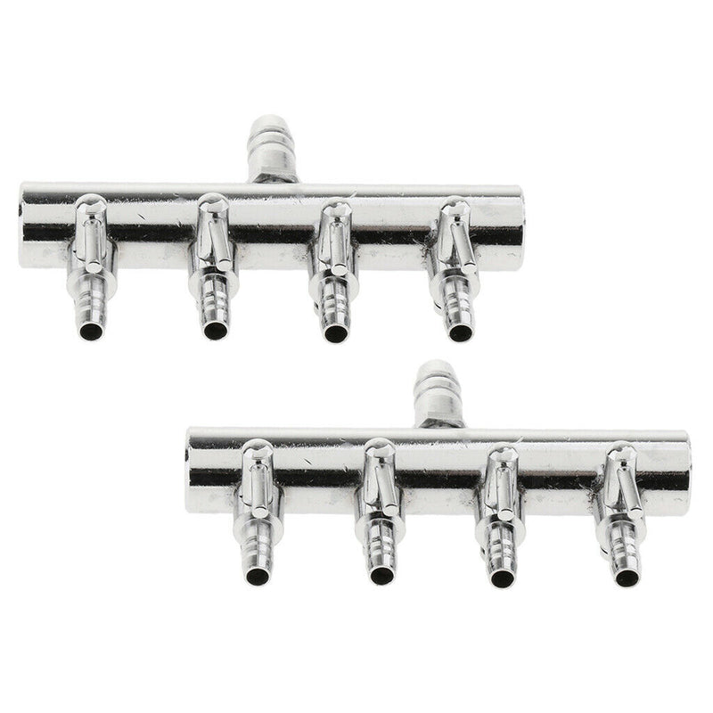 2pcs Stainless Steel Aquarium Fish Tank 4 Ways Air Flow Splitter Lever Control