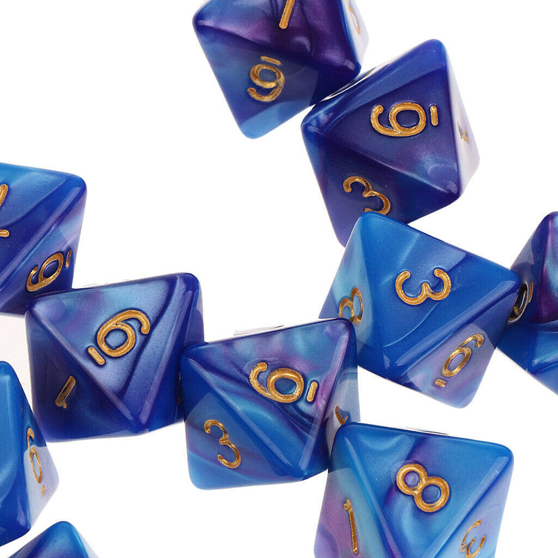 10 Pieces 8 Sided Polyhedral Dices Set With Numbers 1-8 For Party Game