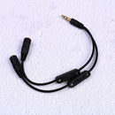 3.5mm stereo headphone audio male to 2 female y splitter cable w/volume&cont Ew