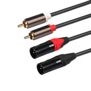 2x Audio 5 Foot 2 XLR Male to 2 Male Patch Cable XLRF to Dual RCA Audio Cord