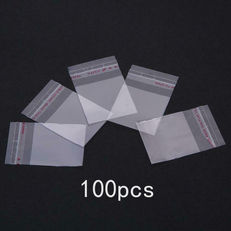 100pcs Clear OPP Bags Self Adhesive Seal Plastic Sequins Jewelry Container A