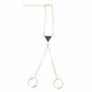 Ladies Armor Chic Chain Harness Double Ring to Wrist Bracelet - Golden J4K7
