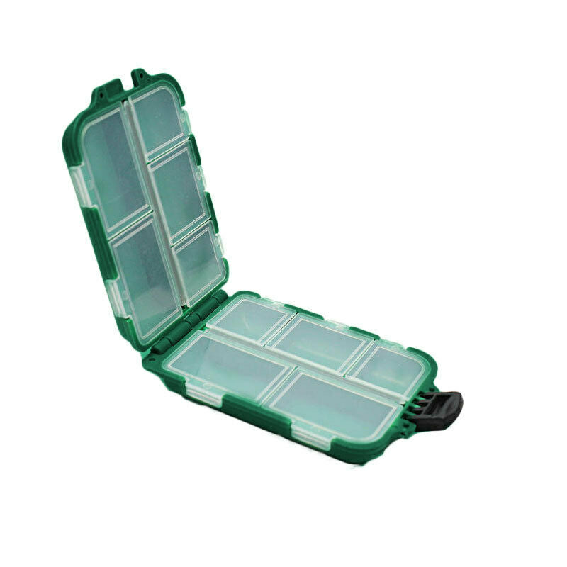 1 x Portable Fishing Tackle Storage Box Case For Hooks Baits 10 Compartments