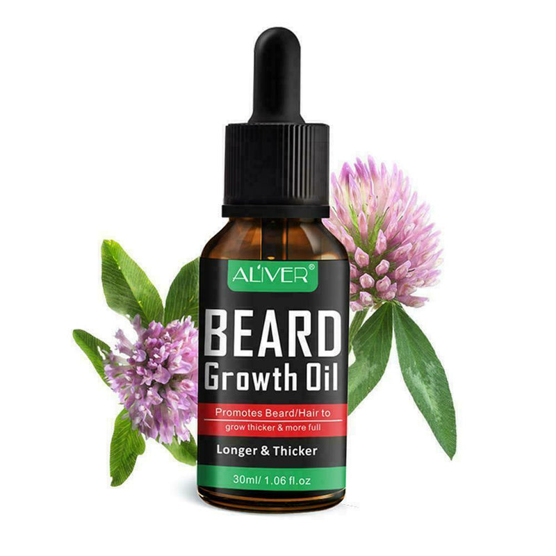 30ml Men Natural Moustache Beard Growth Essential Oil Grower Boost Hair Bea P1A7