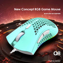 Q8 RGB LED USB Wired Hollowed Mouse 7200dpi 7 Buttons Gaming Mice (Blue)