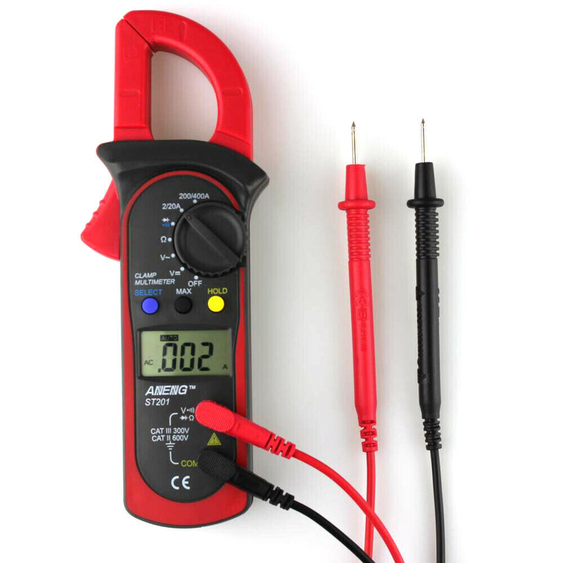 Digital LCD Clamp Multimeter Voltmeter Ammeter Ohmmeter Volt Tester Red