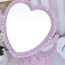 Beige Makeup Mirror Heart Shape Rotatable Stand Table Compact Mirror Plasti