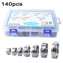 140PCS 304 Stainless Steel Single Ear & Clamp/Ear Hose Clamps Crimping Tool Kit