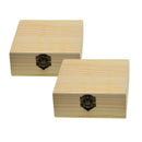 2x Square Wooden Jewelry Box Unfinished Wood Trinket Box w/Lid 12x12x5cm