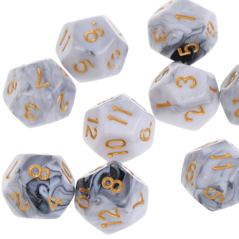 10pcs 12 Sided Dice D12 Polyhedral Dice for    DND MTG RPG High quality White