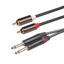 Dual 1/4 Mono Male to 2 RCA Male Adapter Cable Cord for Mixer Amplifier 1.5m